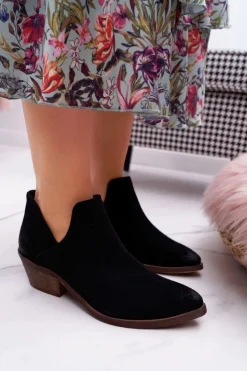 Botki Damskie Czarne Wiosenne Skórzane Anabella