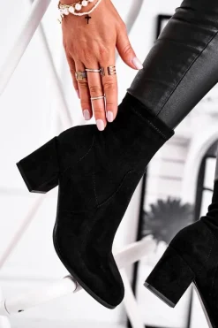 Botki Damskie Czarne Zamszowe Merducio