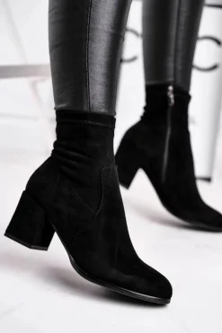 Botki Damskie Czarne Zamszowe Merducio