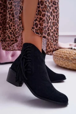 Botki Damskie Kowbojki Czarne Agnes