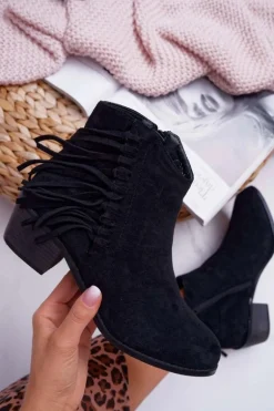 Botki Damskie Kowbojki Czarne Agnes