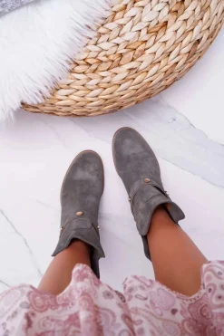 Botki Damskie Laura Messi 1890 Skóra Zamsz Oliwkowe Darmah