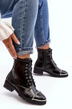 Botki Damskie Lu Boo Czarne Workery ze Stalową Oprawą Jacksy