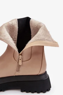 Botki Damskie Masywna Platforma Beżowe Beatrice