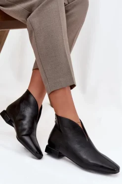 Botki Damskie Na Delikatnym Obcasie Czarne Elvienne