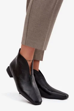 Botki Damskie Na Delikatnym Obcasie Czarne Elvienne