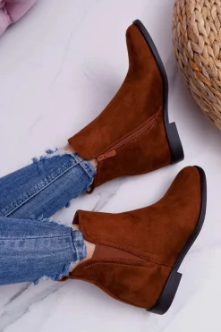 Botki Damskie na Koturnie Zamsz Camel Tema