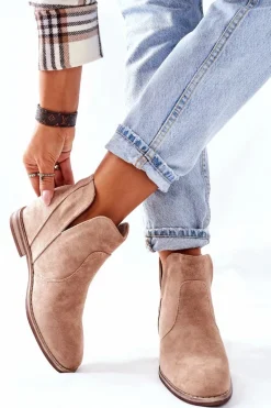 Botki Damskie Na Koturnie S.Barski Joiva Beżowe