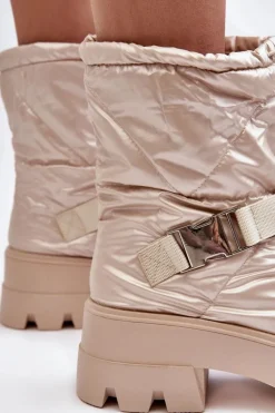 Botki Damskie Na Masywnej Podeszwie I Płaskim Obcasie Beżowe Werikse