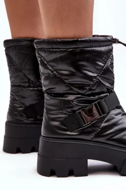 Botki Damskie Na Masywnej Podeszwie I Płaskim Obcasie Czarne Werikse