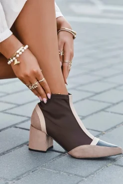 Botki Damskie Na Masywnym Słupku Na Zamek Brązowe Delvane