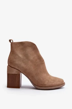 Botki Damskie Na Masywnym Obcasie Beżowe Nolira