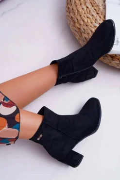 Botki Damskie Na Obcasie Sergio Leone Czarne BT522