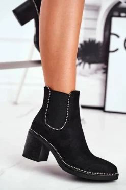 Botki Damskie Na Obcasie Czarne Let Me