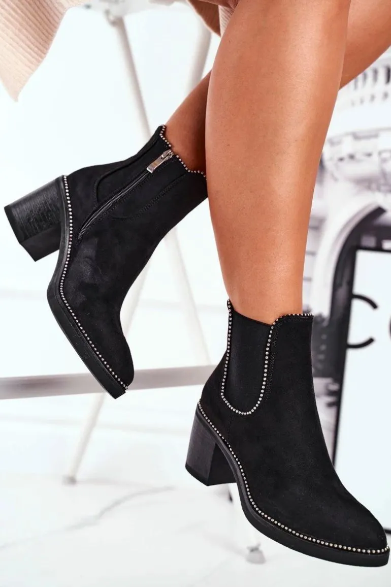 Botki Damskie Na Obcasie Czarne Let Me