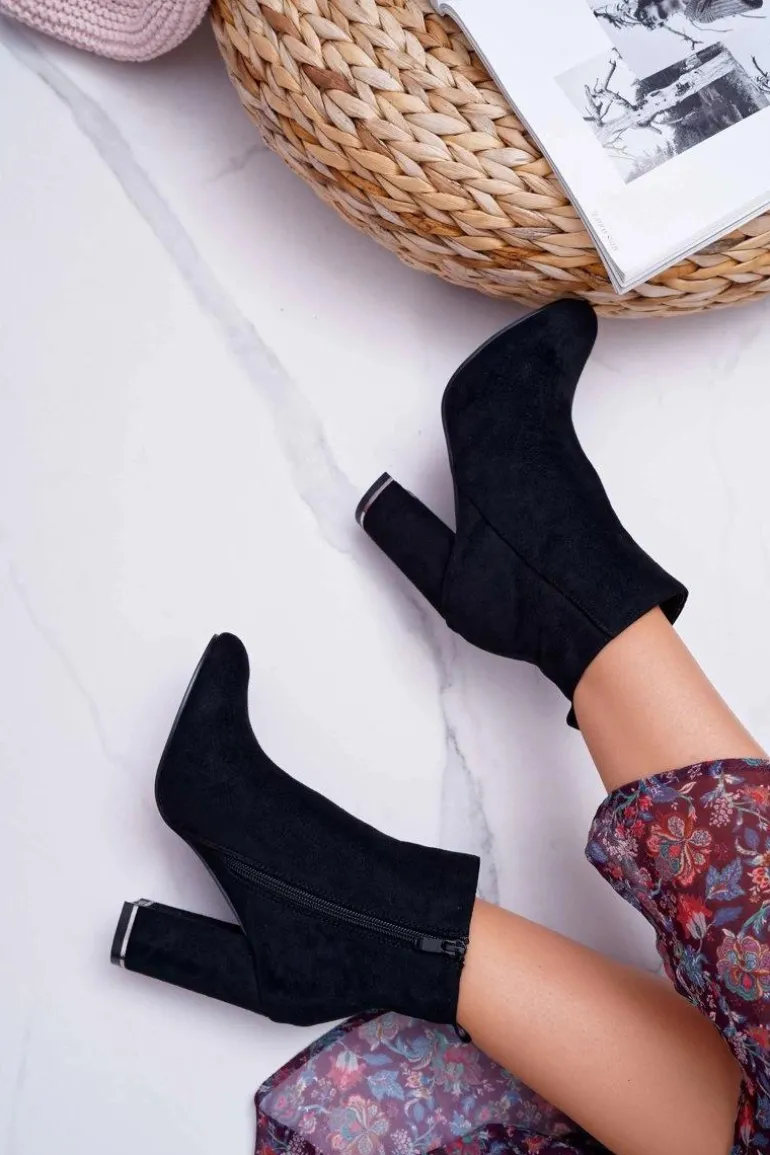 Botki Damskie Na Obcasie Czarne Sadie