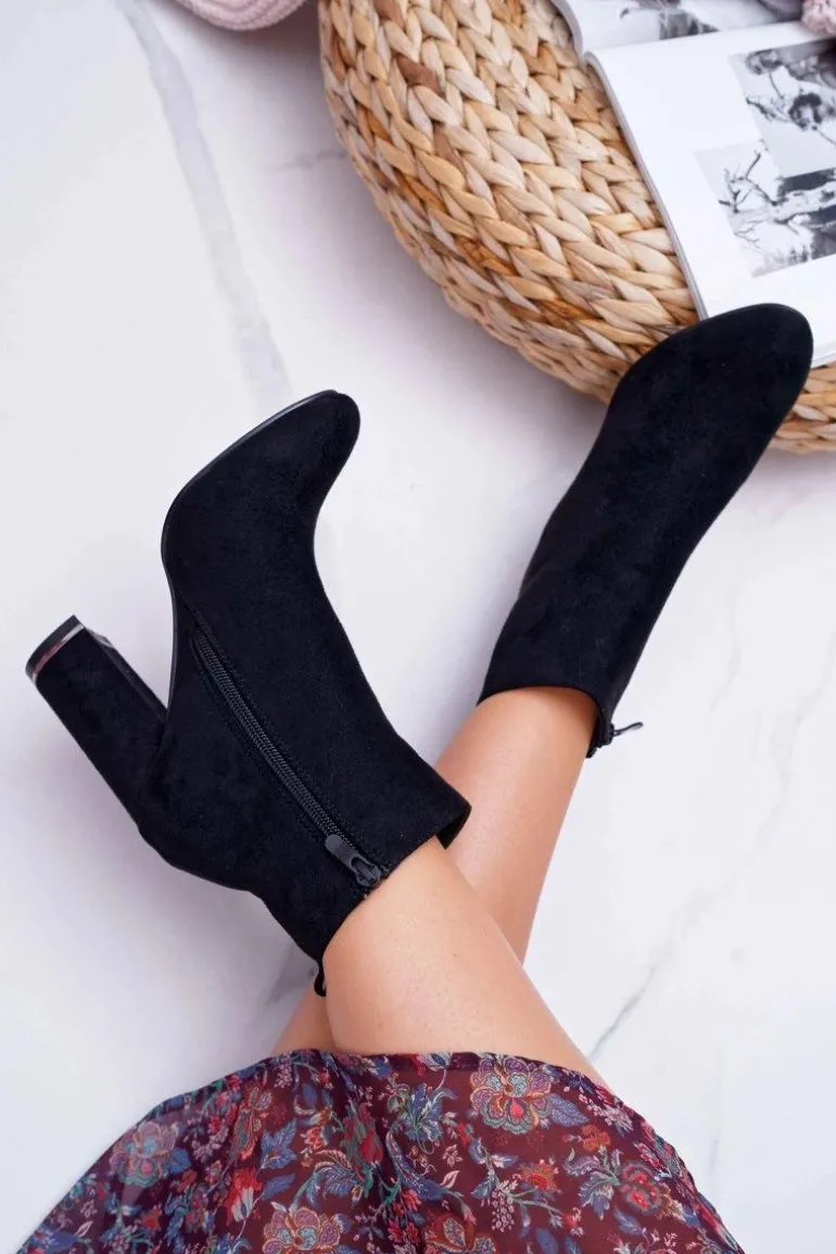 Botki Damskie Na Obcasie Czarne Sadie