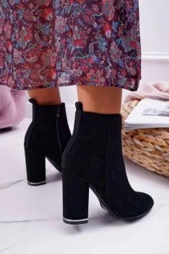 Botki Damskie Na Obcasie Czarne Sadie