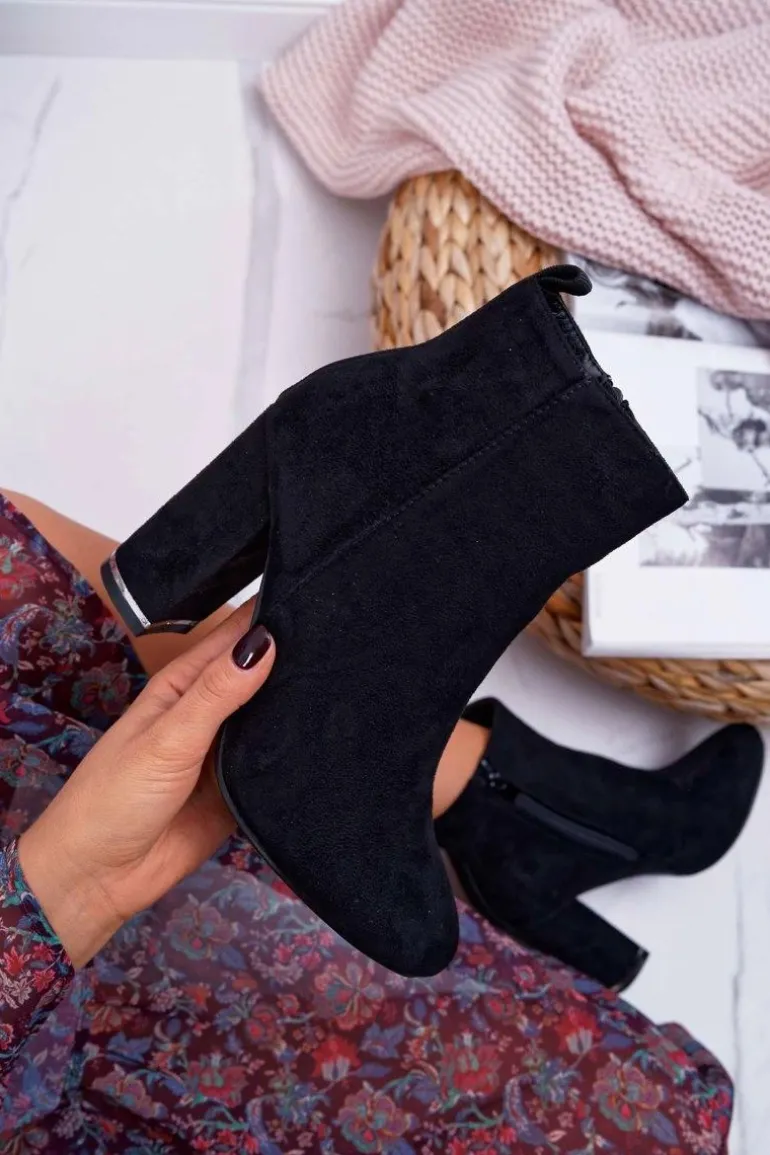 Botki Damskie Na Obcasie Czarne Sadie