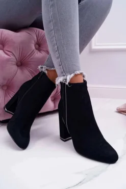 Botki Damskie Na Obcasie Czarne Domeno