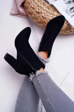 Botki Damskie Na Obcasie Czarne Domeno