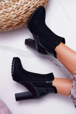 Botki Damskie Na Obcasie Czarne Mondego