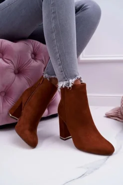 Botki Damskie Na Obcasie Camel Sadie