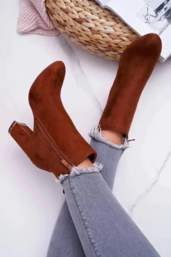 Botki Damskie Na Obcasie Camel Sadie