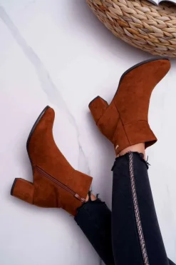 Botki Damskie Na Obcasie Sergio Leone Camel BT522