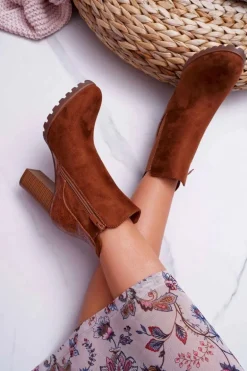 Botki Damskie Na Obcasie Camel Mondego