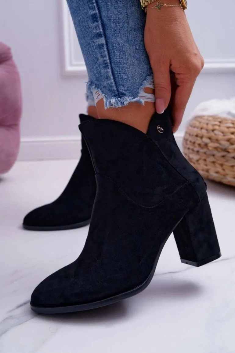 Botki Damskie Na Obcasie Sergio Leone Czarne BT525