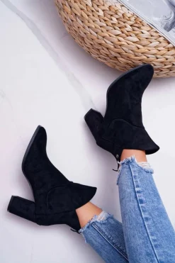 Botki Damskie Na Obcasie Sergio Leone Czarne BT525