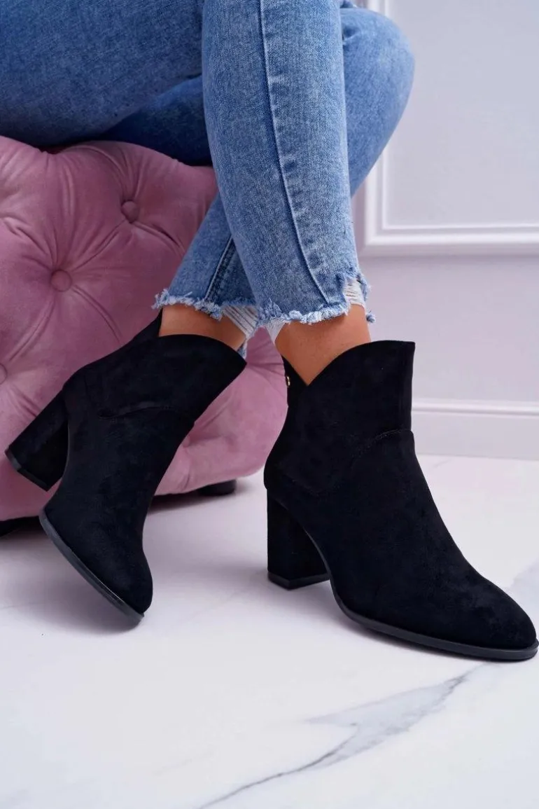 Botki Damskie Na Obcasie Sergio Leone Czarne BT525