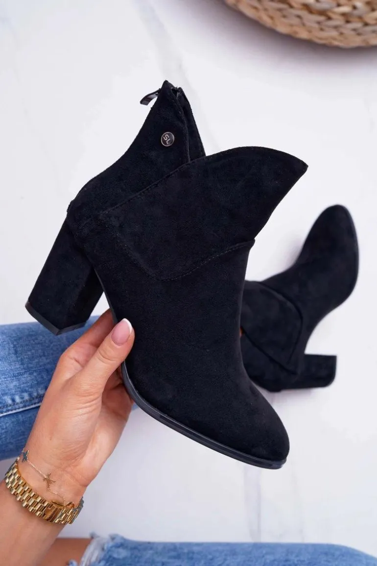 Botki Damskie Na Obcasie Sergio Leone Czarne BT525