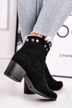 Botki Damskie Na Obcasie Sergio Leone Czarne BT617