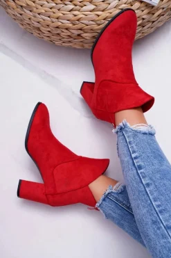 Botki Damskie Na Obcasie Sergio Leone Czerwone BT525