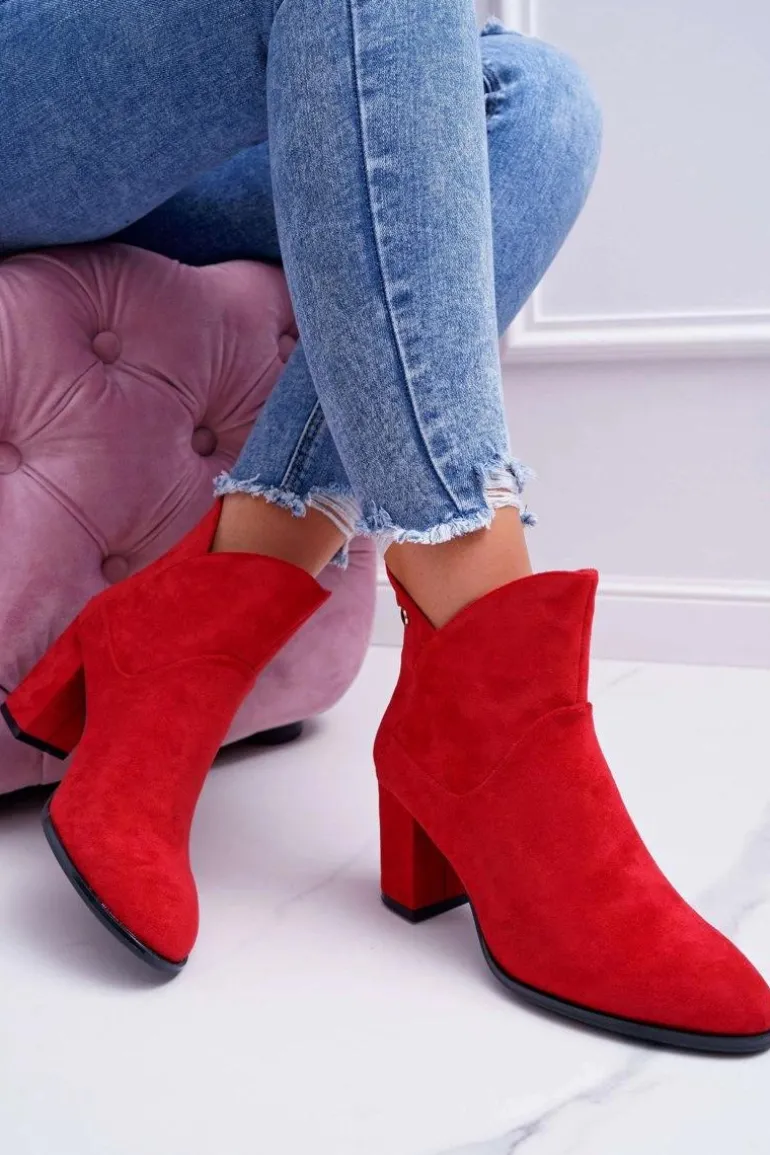 Botki Damskie Na Obcasie Sergio Leone Czerwone BT525