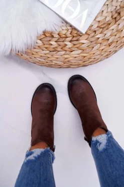 Botki Damskie Na Obcasie Sergio Leone Brązowe BT702