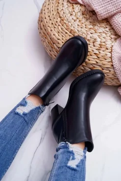 Botki Damskie Na Obcasie Czarne Serrena