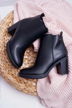 Botki Damskie Na Obcasie Czarne Serrena