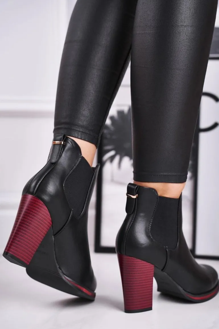 Botki Damskie Na Obcasie Sergio Leone Czarne BT538