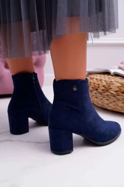 Botki Damskie Na Obcasie Sergio Leone Granatowe BT520