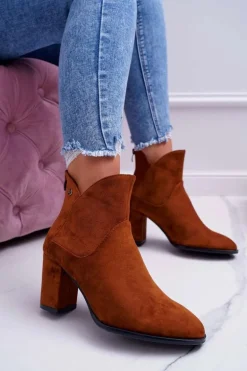 Botki Damskie Na Obcasie Sergio Leone Camel BT525