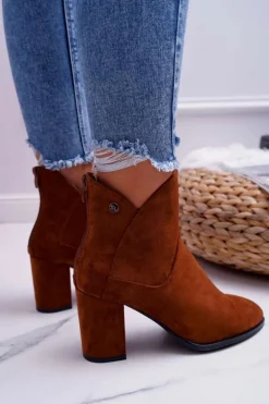 Botki Damskie Na Obcasie Sergio Leone Camel BT525