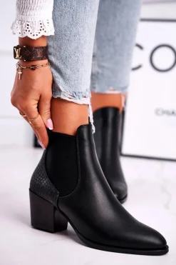Botki Damskie Na Obcasie Sergio Leone Czarne BT613