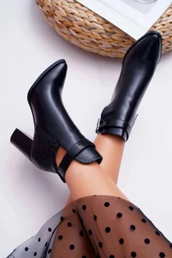 Botki Damskie Na Obcasie Czarne Getren