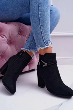 Botki Damskie Na Obcasie Zamszowe Tola S.Barski