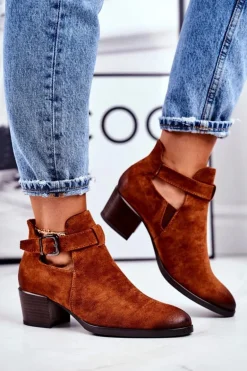 Botki Damskie Na Obcasie Z Wycięciami Camel Sicily