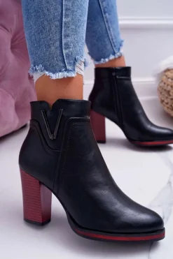 Botki Damskie Na Obcasie Sergio Leone Czarne BT537