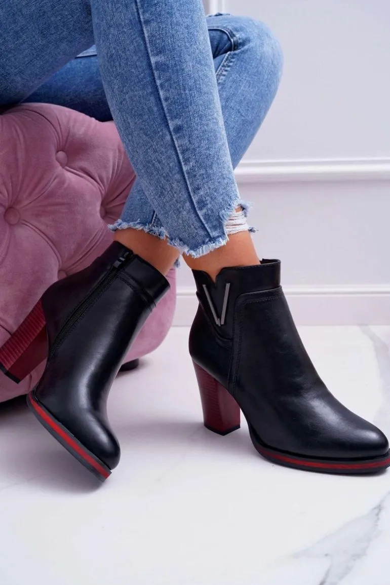 Botki Damskie Na Obcasie Sergio Leone Czarne BT537